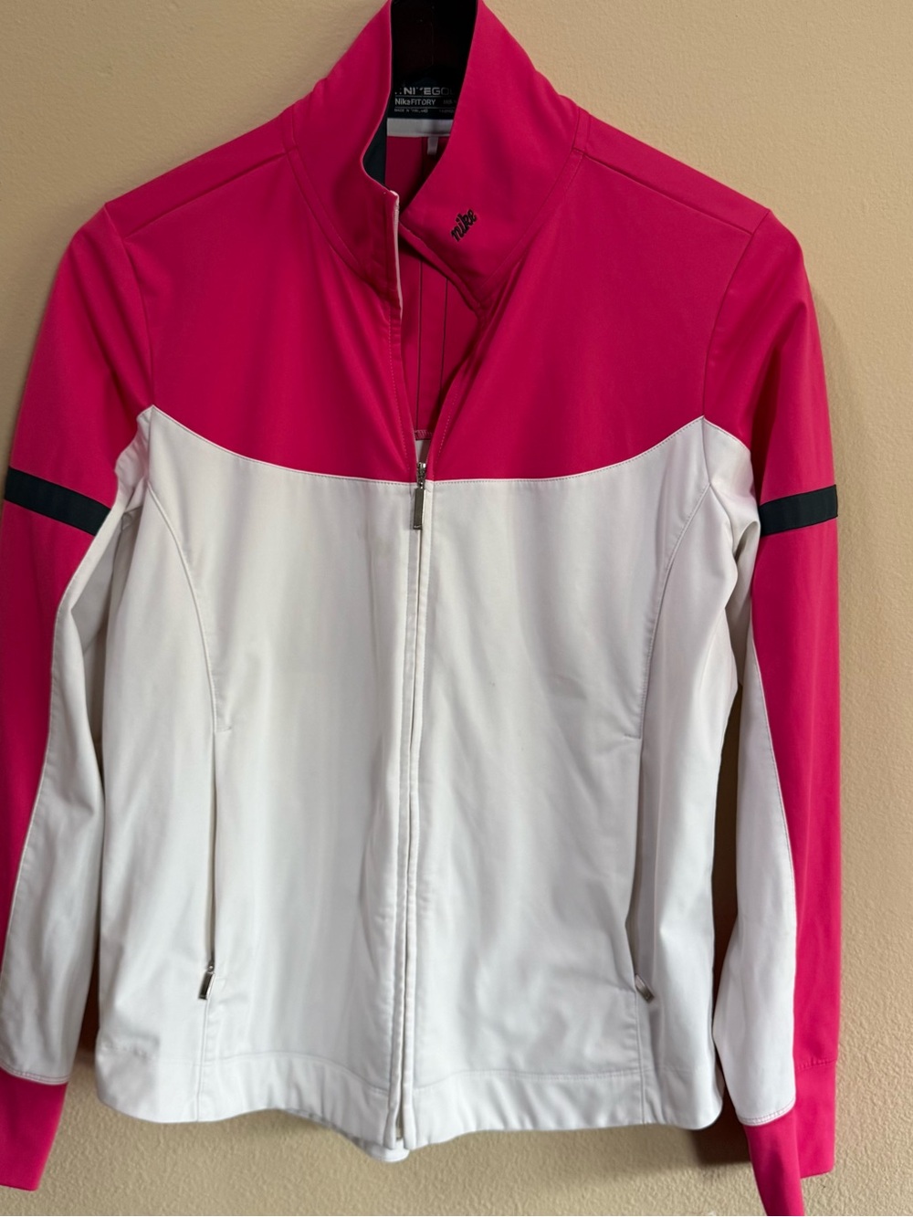 Nike Pink and White Colorblock Full-Zip Jacket